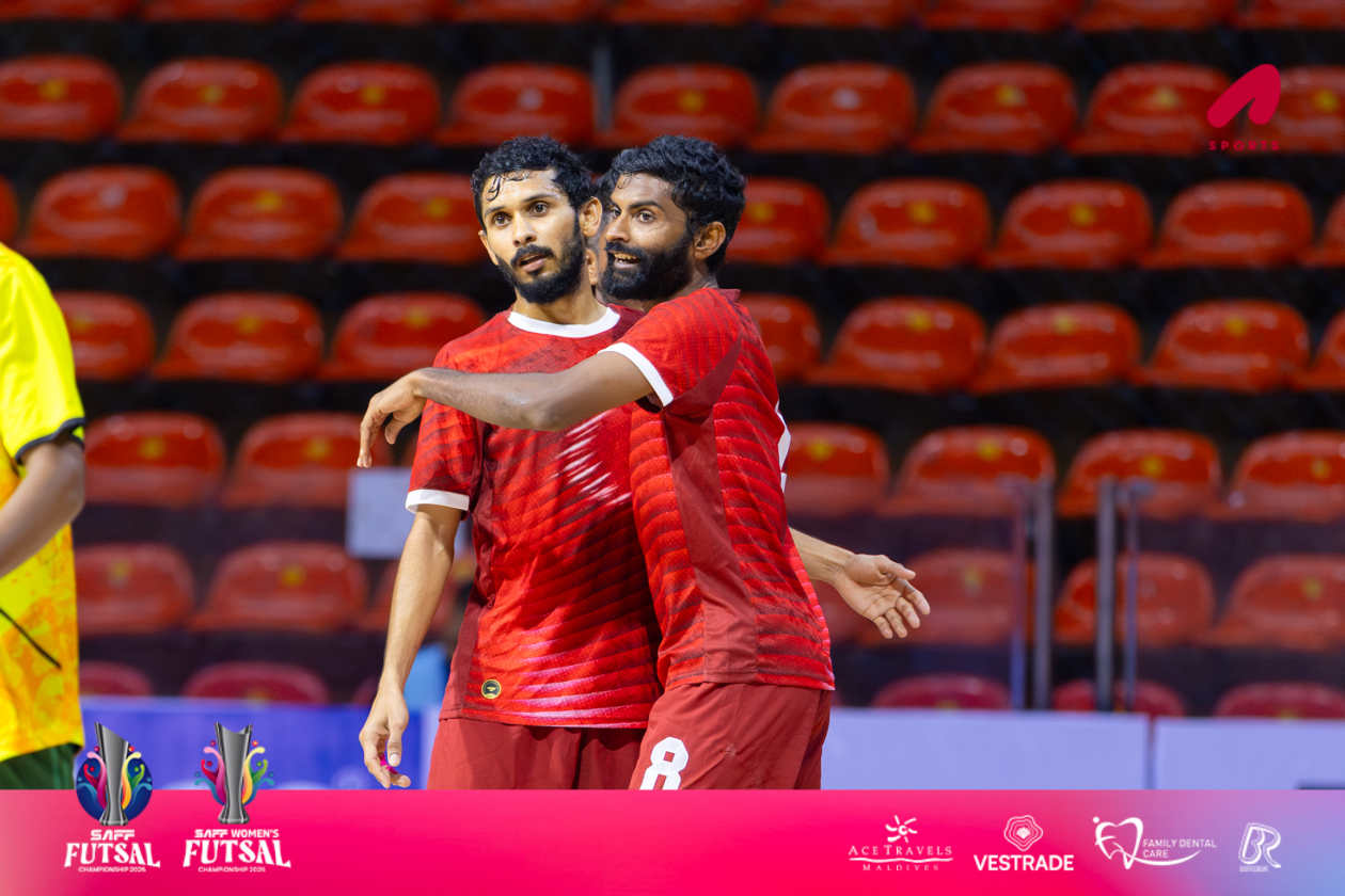Bangkok, Thailand (January 17) — The Maldives national men's futsal team has won its first two matches in the inaugural SAFF Futsal Championship currently being held in Thailand; they secured a 7-1 victory against Pakistan followed by a 6-1 win over Bangladesh in their second match. --- Photo: Abdullah Abeed / Adhadhu Sports