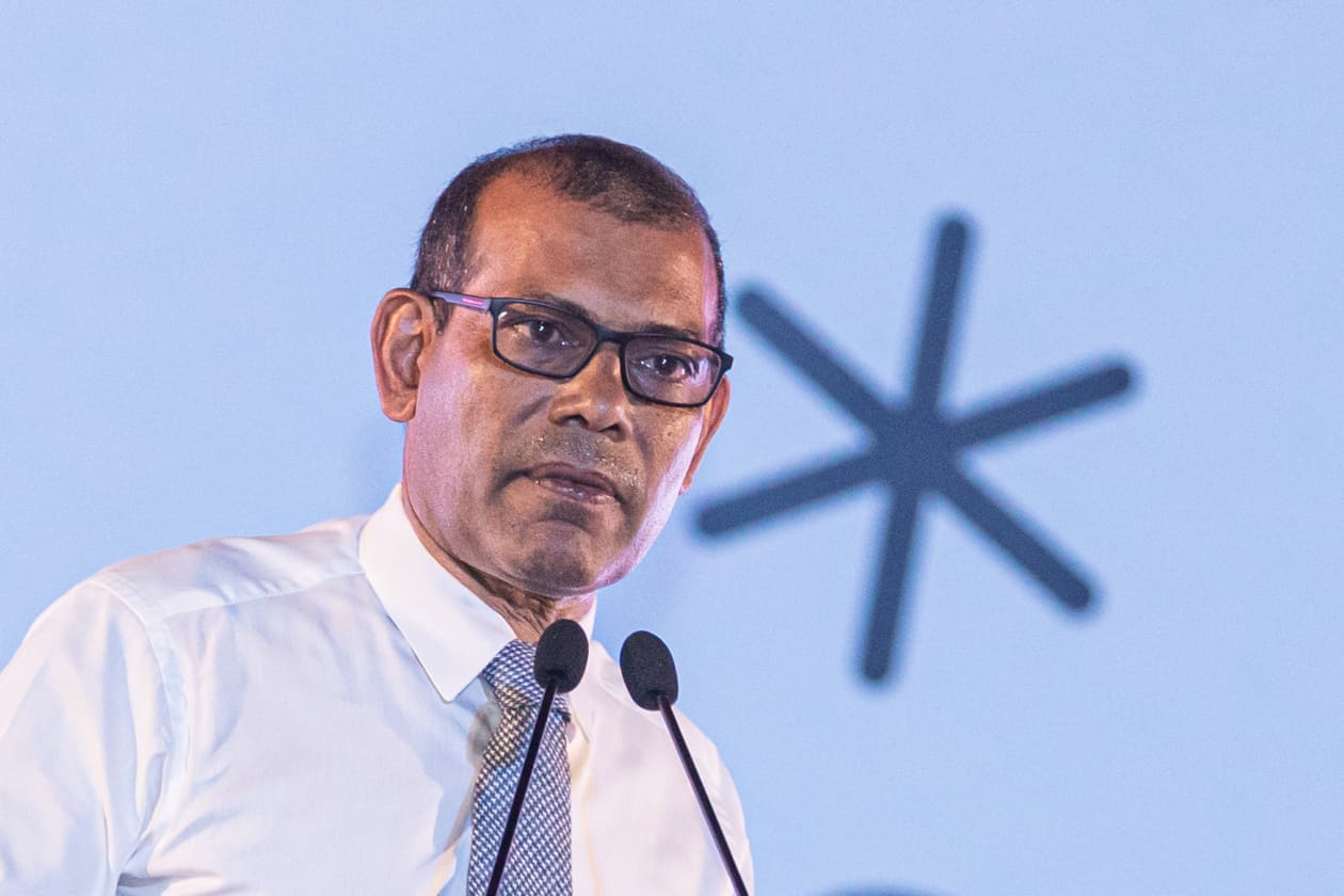 ޖުލައި 13, 2023 - ދަ ޑިމޮކްރެޓްސްއަށް ސޮއިކުރެއްވުމަށް ފަހު ޖަލްސާގައި ނަޝީދު ވާހަކަފުޅު ދައްކަވަނީ. އެމްޑީޕީ އަށާއި މިހާރު އޮތް ސަރުކާރަށް ވަރަށް ބޮޑަށް ފާޑުވިދާޅުވި - ފޮޓޯ: އަބްދުﷲ އިޔާން / އަދަދު