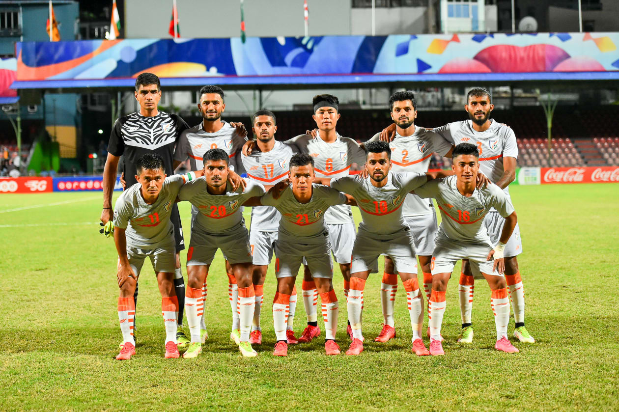 އޮކްޓޯބަރު 10، 2021: އުރީދޫ ސާފް ޗެމްޕިއަންޝިޕްގައި އިންޑިއާ އާއި ނޭޕާލް ބައްދަލުކުރި މެޗުގެ ތެރެއިން: މި މެޗުން 0 - 1 ގެ ނަތީޖާއަކުން ކާމިޔާބުކުރީ އިންޑިއާއިން. -- ފޮޓޯ: ހުސެއިން ވަހީދު/އަދަދު
