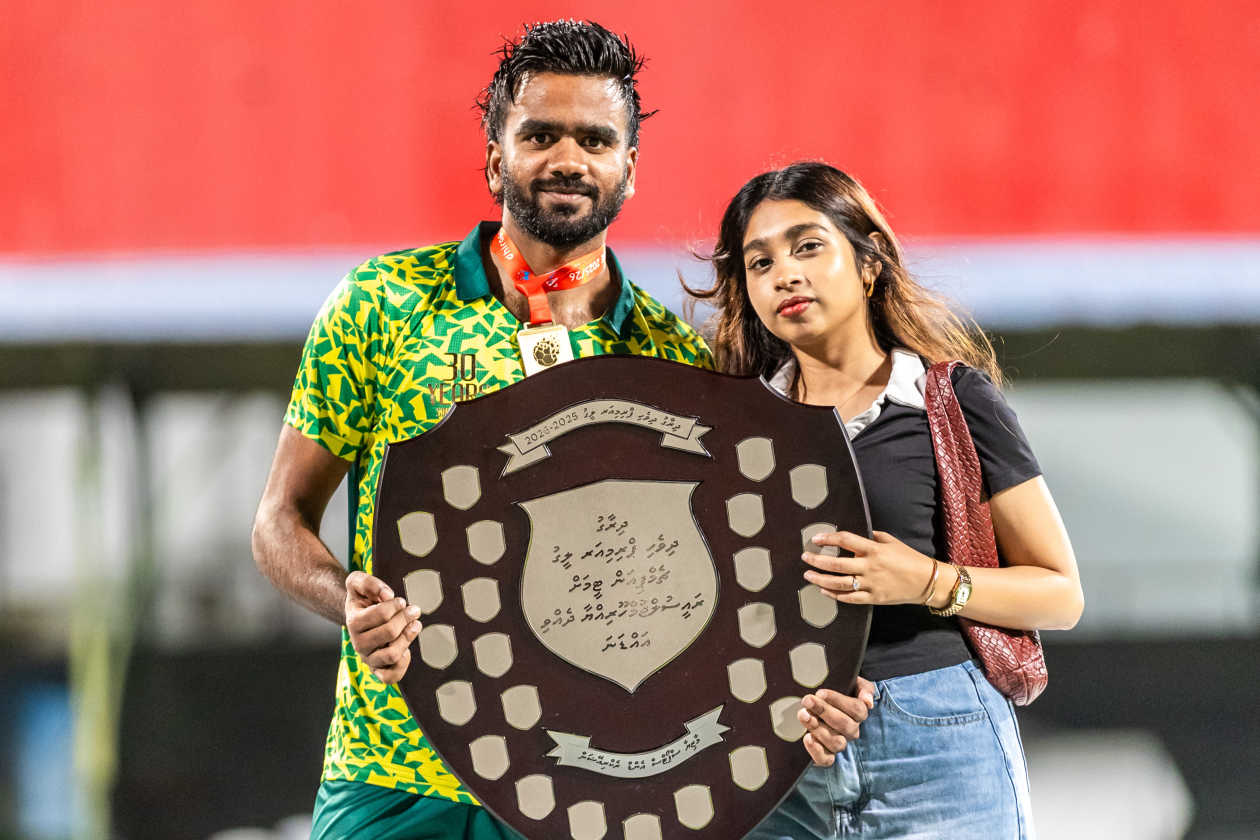 Male, Maldives (February 7) — Maziya Sports and Recreation defeated Odi Sports Club 1-0 in their final match to clinch the league title for the fifth consecutive time, completing their last two title-winning seasons undefeated; in total, Maziya has now been crowned league champions six times. --- Photo: Raif Yoosuf / Adhadhu Sports