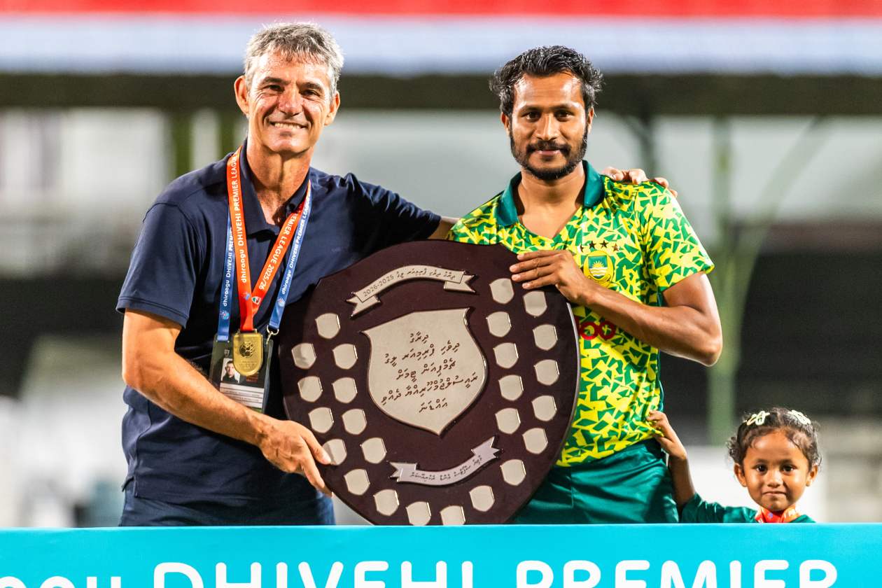 Male, Maldives (February 7) — Maziya Sports and Recreation defeated Odi Sports Club 1-0 in their final match to clinch the league title for the fifth consecutive time, completing their last two title-winning seasons undefeated; in total, Maziya has now been crowned league champions six times. --- Photo: Raif Yoosuf / Adhadhu Sports
