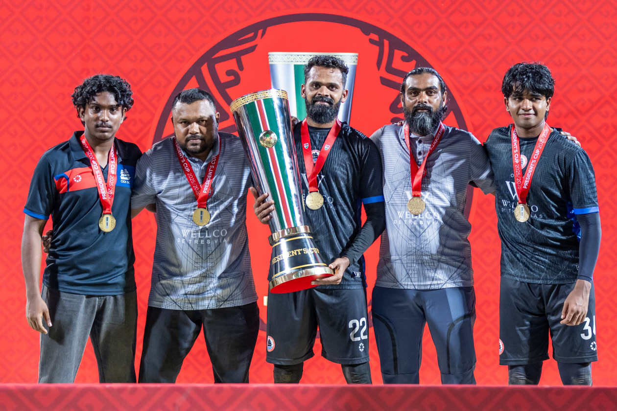 MALE, Maldives (February 25): Odi Sports Club has secured its first-ever President’s Cup title after a 5-4 penalty shootout victory over Maziya Sports and Recreation, following a 1-1 draw in regular time. Odi makes history as the first team to achieve such a feat in their debut season in the top flight. --- Photo: Raif Yoosuf / Adhadhu Sports