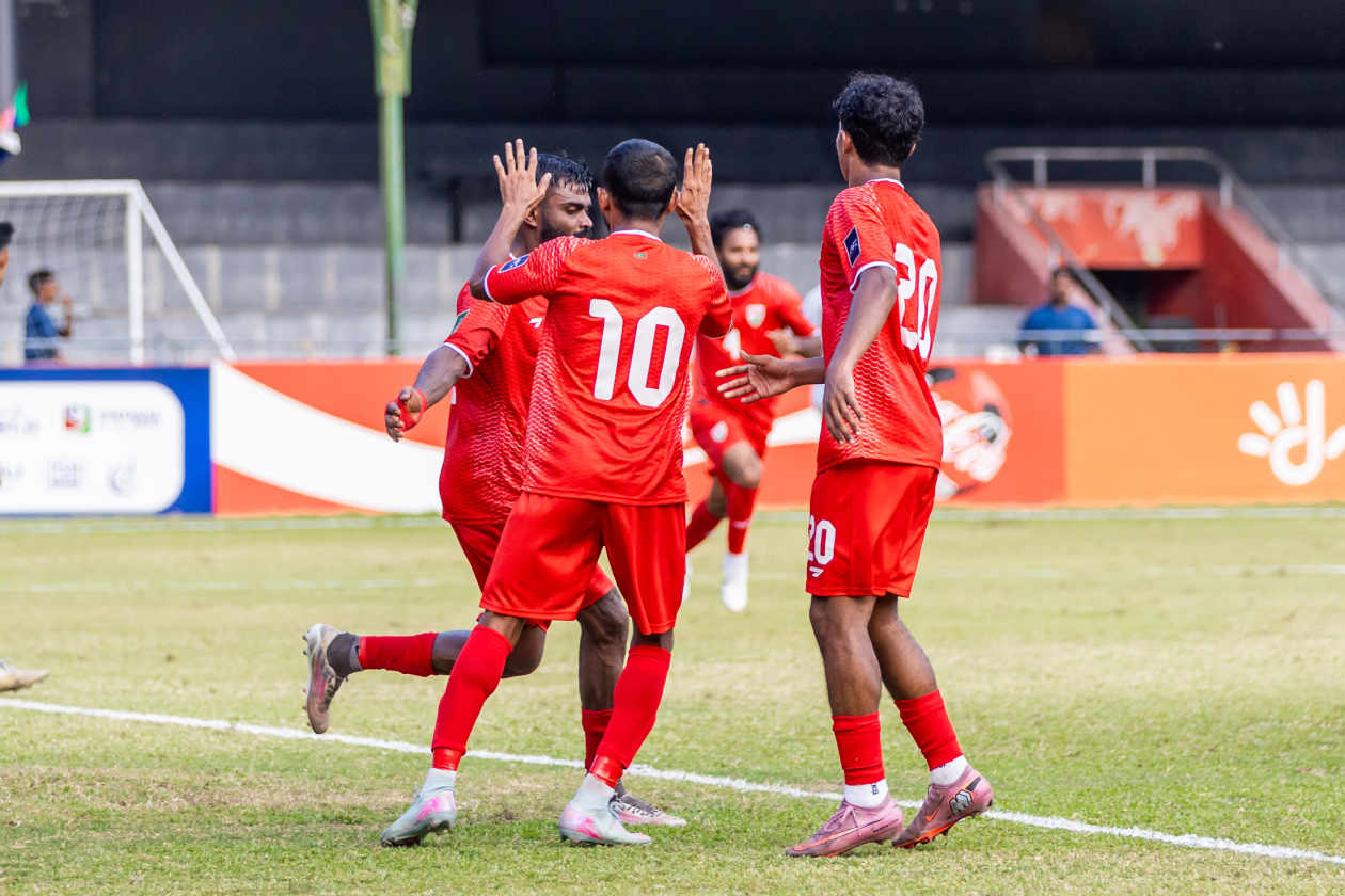 Male, Maldives (April 1) — After losing the first five matches in the qualifiers for next year's Asian Cup in Saudi Arabia, the Maldives won its final match against Timor-Leste 2-1 with two late goals; yesterday's match was the first time in three years that the Maldives has won a game played on home soil. --- Photo: Raif Yoosuf / Adhadhu Sports