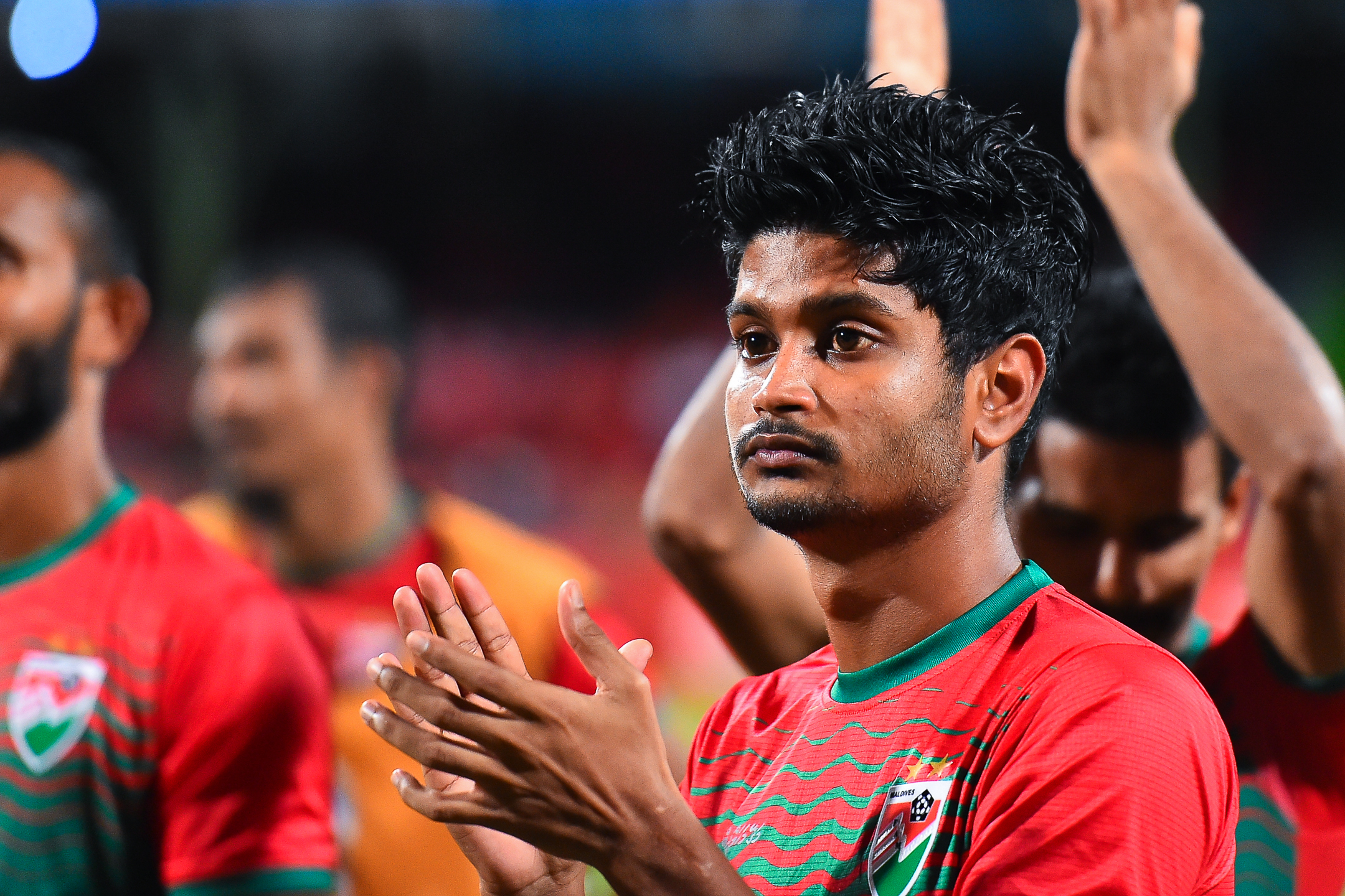 އޮކްޓޯބަރު 13، 2021: އުރީދޫ ސާފް ޗެމްޕިއަންޝިޕްގައި އިންޑިއާ އާއި ރާއްޖެ ބައްދަލުކުރި މެޗުގެ ތެރެއިން: މި މެޗުން 1 - 3 ގެ ނަތީޖާއަކުން ކާމިޔާބުކުރީ އިންޑިއާއިން. -- ފޮޓޯ: ހުސެއިން ވަހީދު / އަދަދު