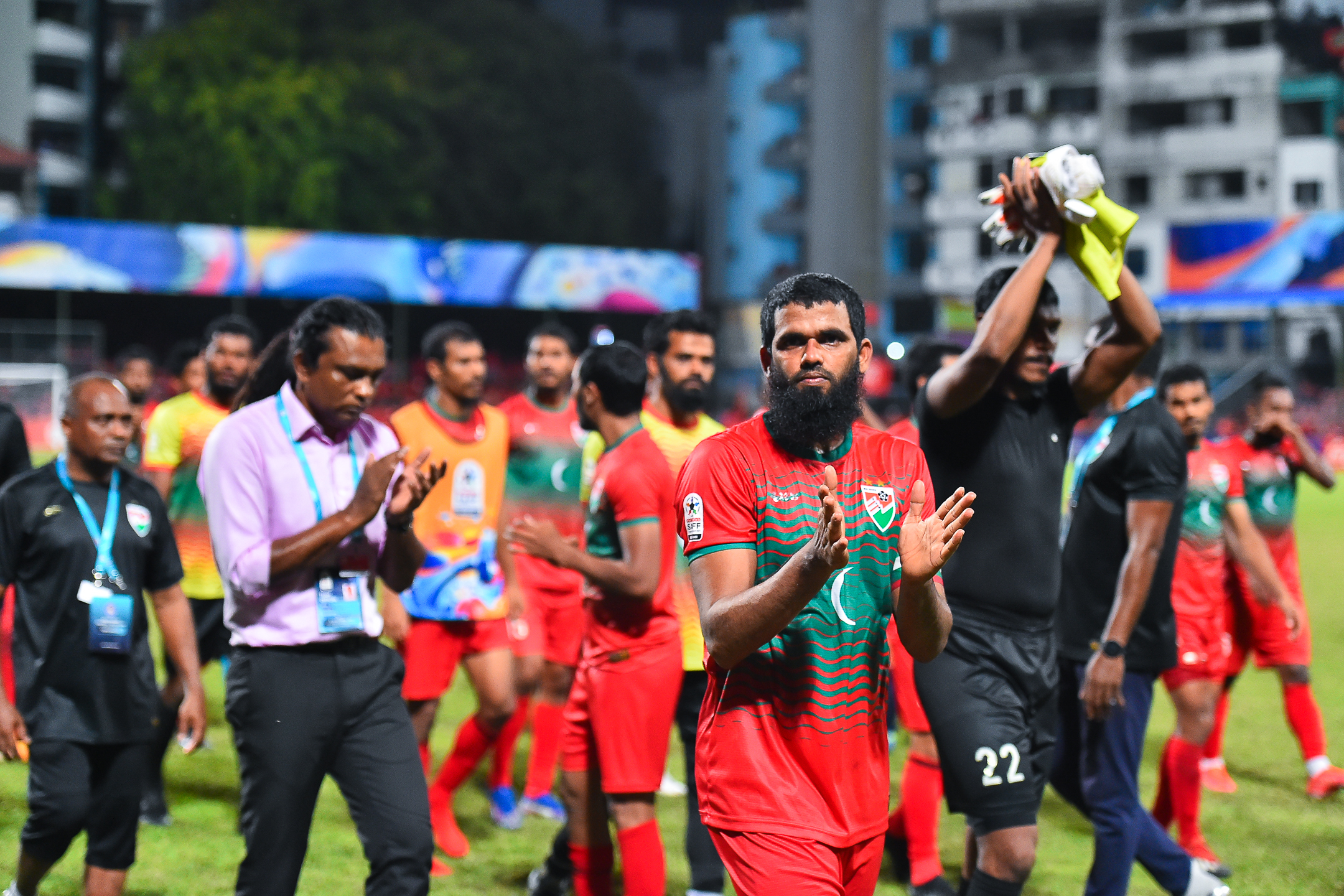 އޮކްޓޯބަރު 13، 2021: އުރީދޫ ސާފް ޗެމްޕިއަންޝިޕްގައި އިންޑިއާ އާއި ރާއްޖެ ބައްދަލުކުރި މެޗުގެ ތެރެއިން: މި މެޗުން 1 - 3 ގެ ނަތީޖާއަކުން ކާމިޔާބުކުރީ އިންޑިއާއިން. -- ފޮޓޯ: ހުސެއިން ވަހީދު / އަދަދު