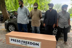 Maldives police seize symbolic coffin on Press Freedom Day