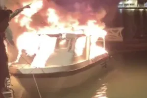 Launch destroyed in fire at Hanimadhoo harbour, Two injured