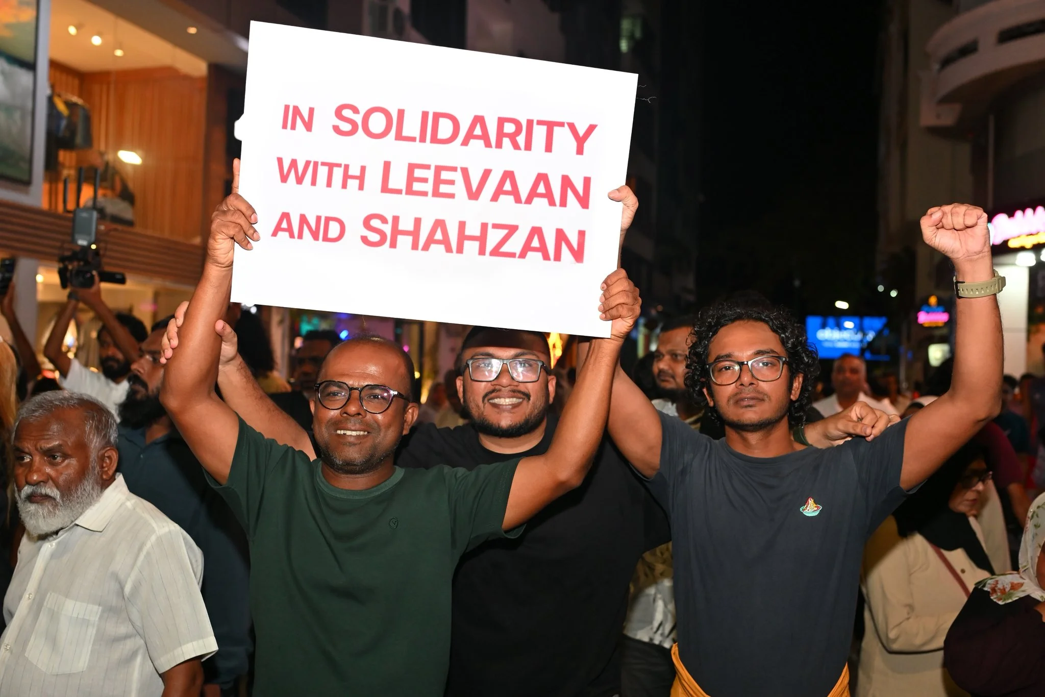 A protest held in Malé on the night of May 13, calling for the freedom of journalists.