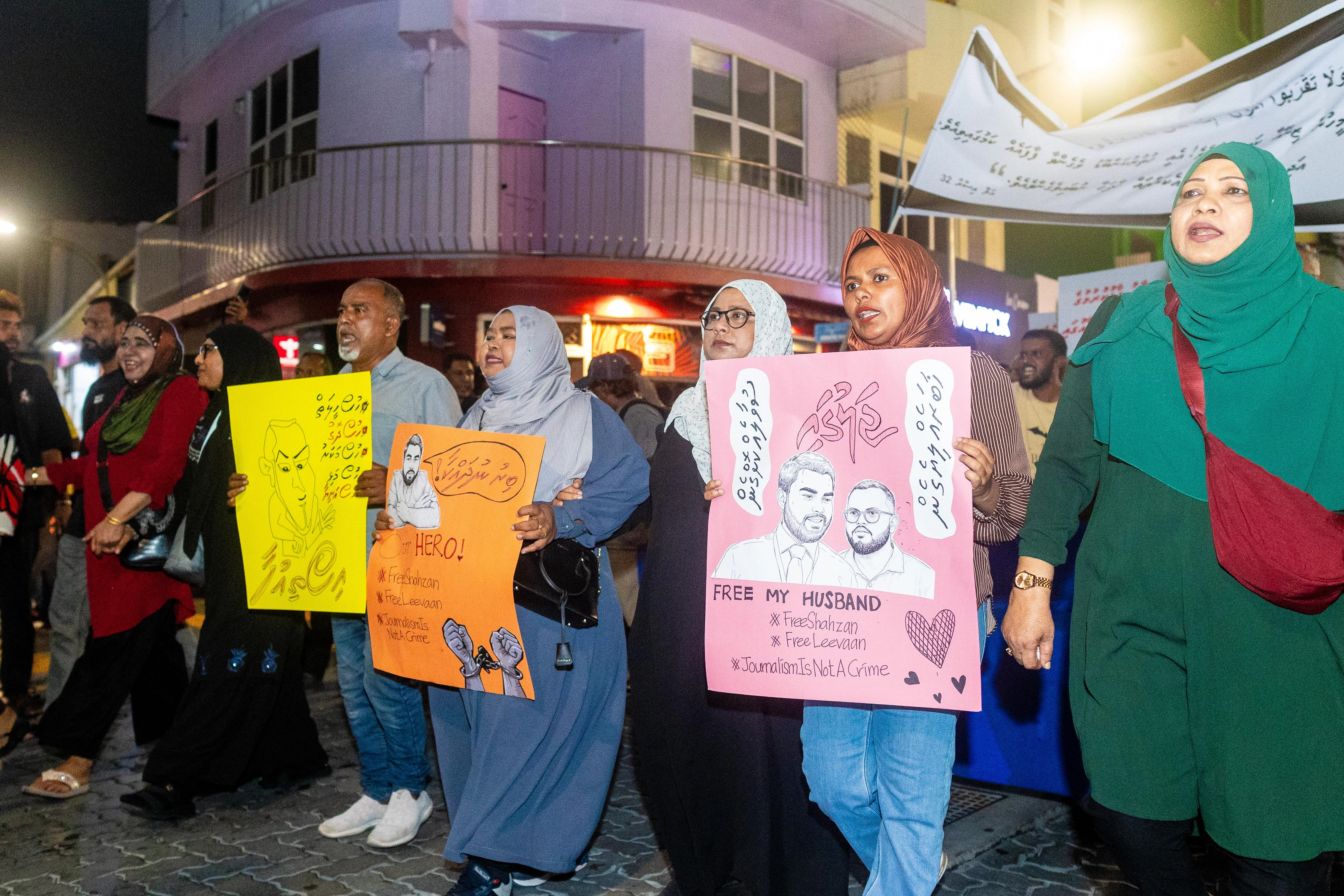 Journalists hold protest in Male' in defense of press freedom on May 13, 2026